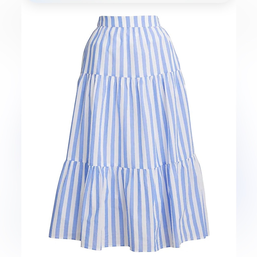 J. Crew Blue and White Tiered Midi Skirt NWT
